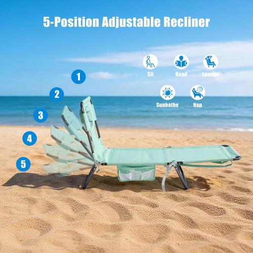 SUNNYFEEL Beach Lounge Chair, Backpack Reclining Beach Chairs Lay Flat, Sun Face Down Tanning Chair, Folding Camping Chairs Portable Camp Cot with Backpack Straps for Outdoor/Picnic/Lawn 2 pcs