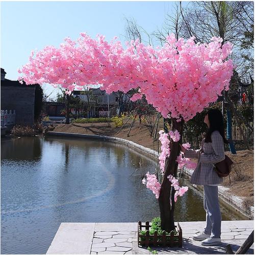 Artificial Cherry Blossom Trees Blossom Tree Handmade Light Pink Tree Indoor Outdoor Home Office Party Flower Silk Fake Tree,001,181x151cm/5.9x4.9ft