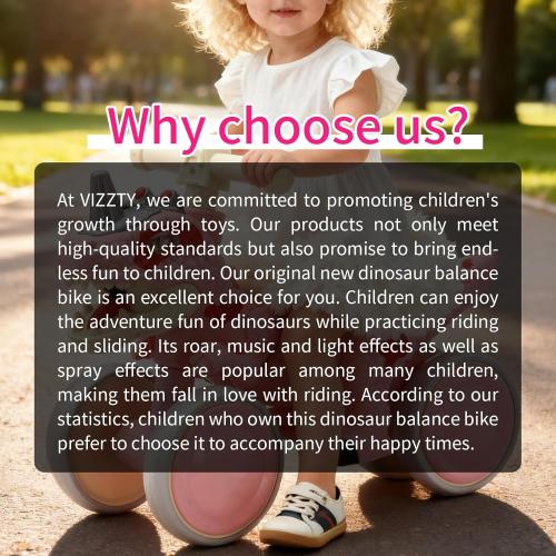 Color green Dinosaur Balance Bike for 1-3 Year Olds, Toddler 4-Wheel No-Pedal Walker Scooter with Music & Mist Spray Effects, ASTM Certified First Birthday Gift for Boys & Girls