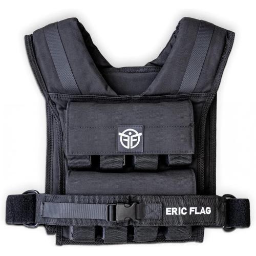 ERIC FLAG 40 lb Weighted Vest for Men & Women - Adjustable 0-40 lb with 16 Iron Weight, Heavy-Duty for Calisthenics, Running and Walking - Compact 1000D Oxford - Weighted Vest with Removable Weights