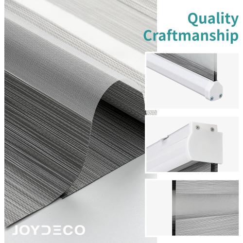 Joydeco Cordless Zebra Blinds for Windows, Dual Layer Free-Stop Zebra Shades Privacy Light Control for Day and Night, Light Filtering Sheer Blinds for Indoor Windows (Grey, 35 W x 75 H)