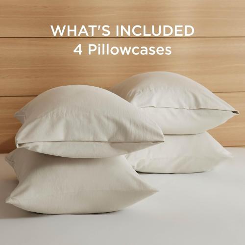 Bedsure King Pillow Cases Set of 4 - Linen Pillowcase 4 Pack,Super Soft and Cozy Prewashed Pillowcases,Hotel Quality,Pillow Case Covers with Envelop Closure,20x36 Inches