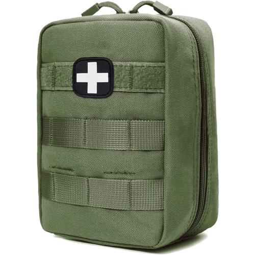 Green First Aid Kit EMT Medical IFAK Pouch, Molle Tactical Med Emergency Trauma Bag for Camping Home Car Hiking Hunting (Olive Drab)
