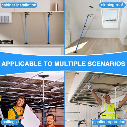 Cabinet Jacks 2Pcs, Adjustable Support Pole 45 to 114, Telescopic Steel 3rd Hand Support Pole for Cabinet Jack, Cargo Bar, Drywall Installations, Support Rod Dust Barrier Poles Bearing Up to 154 lbs