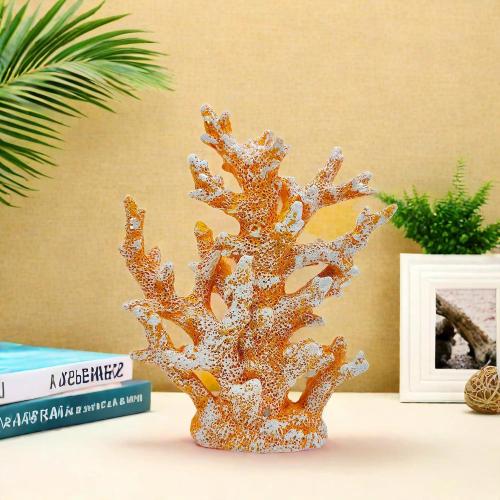 Etlemonde Coastal Beach Orange Coral Reef Statue Home Decor