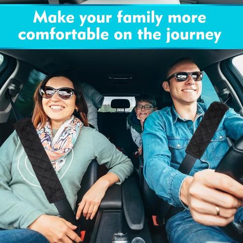 Tatuo 4 Pack Seat Belt Cover Extra Long Seat Belt Pads for Car Soft Comfort Shoulder Strap Covers Harness Pads Helps Protect Your Neck and Shoulder(11.8 Inch,Black)