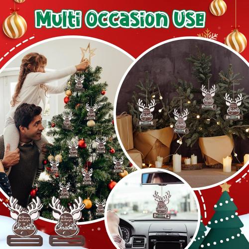 Jenaai 24 Pcs Christmas Money Holder for Cash Gift Reindeer Money Holder Ornament Bulk Wooden Christmas Tree Gift Cash Hanging Ornament Here are a Few Bucks for Xmas Party Stocking Stuffers Gifts