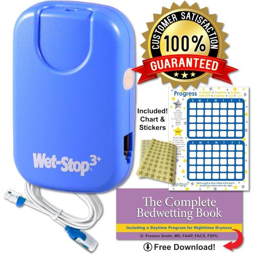 3 Blue Bedwetting Enuresis Alarm with Loud Sound and Strong Vibration for Boys or Girls, Proven Solution for Bedwetters