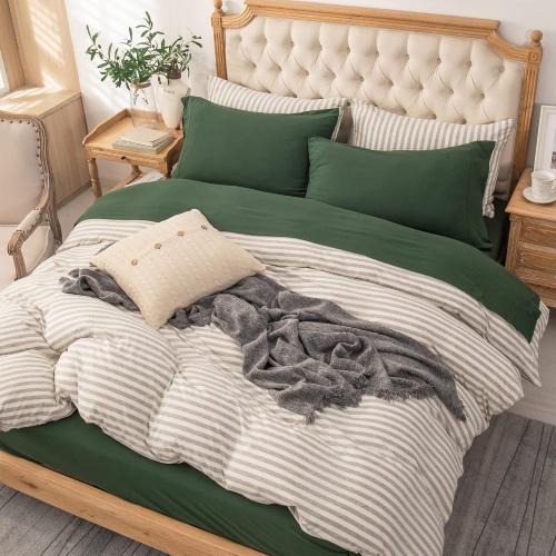 PURE ERA Jersey Knit 4pc Bed Sheet Set 100% T-Shirt Cotton Super Soft Comfy Breathable Fits Mattress Up to 20 Extra Deep Pocket (Solid Forest Green, King)