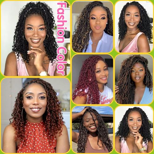 Fulcrum Goddess Locs Crochet Hair 14 Inch, 8 Packs New Faux Locs Crochet Hair for Black Women, Crochet locs with Curly Ends (14Inch (Pack of 8), T27#)