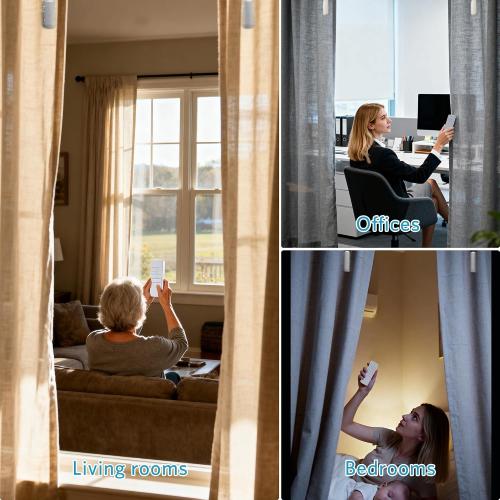 Automatic Curtain Opener Smart Motorized: 2-Pack Heavy Duty 20KG Load Electric Curtain Robot with Remote for Bedroom Living Room│6-Month Battery for Home/Office/Nursery│No WiFi Needed