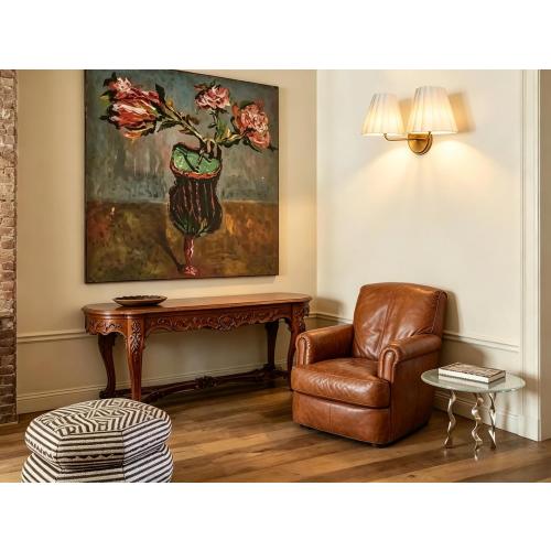 Modern Pleated Fabric Linen Double Wall Sconce, Country Wall Lamp with Antique Finish Metal, Creative Decoration Wall Lamp for Entryway, Hallway, Bedroom, Living Room, Kitchen (Brass)