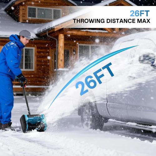 20V Electric Snow Shovel, 12-Inch Cordless Snow Blower with 2 4.0Ah Batteries & Fast Charger, Adjustable Front Handle, Directional Chute Lightweight 11lb for Driveway, Sidewalk, and Steps