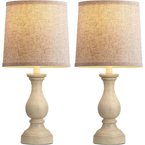 COLOR BEIGE ❗❗Seealle Farmhouse Table Lamps Set of 2 - Rustic Lamp for Bedroom Living Room, 22 Boho Bedside Lamps for Night Stands End Table Office Desk Lamp Nightstand Clearance with Linen Shades
