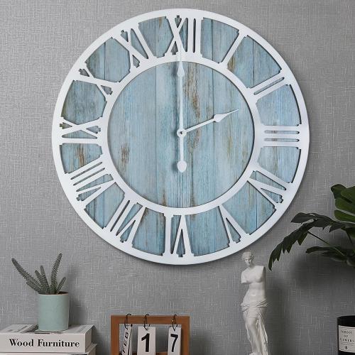 1st owned Wall Clocks for Living Room Decor, Vintage,Round Silent Non Ticking,Black Metal,Modern Wood Clocks for Home Bedroom,Kitchen,Garden,Office,Cafe,Modern Wall Decoration -Roman Numerals