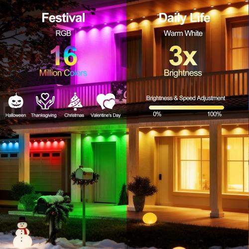 200FT Permanent Outdoor Lights for House, RGB LED Eave Lights with APP/Remote Control, Music Sync & DIY Scenes, IP67 Waterproof Outdoor House Light for Christmas, Halloween, Party, Holiday, Daily