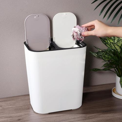 GANAZONO Double Compartment Trash can Dry and Wet Separation Waste Bin for Kitchen Counter Home Restaurant Slim Garbage Container for Wastepaper Peelings Crumbs 12.99 X 11.41 X 8.26 in