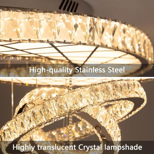 32W Modern Chandeliers Living Room Light Crystal Flat Mounted Ceiling Lights Dining Room Light Bedroom Ceiling Drop Lighting Fixture Remote Dimmable Lights Bright Light with Dimming Night Light LED