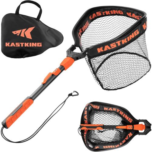 KastKing Titanet Fishing Net, Durable Aluminum Handle, Non-Slip Hi-Vis Grip, Compact Bag & Lanyard, Ideal for Kayak, Lake, Fly, or River Fishing, 2 Net Options