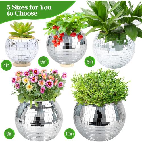 6 Disco Ball Plant Hanger with Hanging Rope, Hanging Chain, Hook, Circle | for Decoration