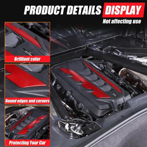 Engine Cover Edge Trim Compatible with Chevrolet Corvette C8 2020-2026, Aluminum Engine Compartment Left Right Panel Decoration Accessories (Red)