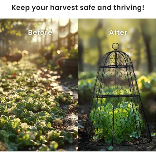 （6 Packs） 14 D x 20 H Chicken Wire Cloche, Garden Cloche Plant Protectors from Animals, with Removable Parts Design to fit Bigger Plants and Flowers