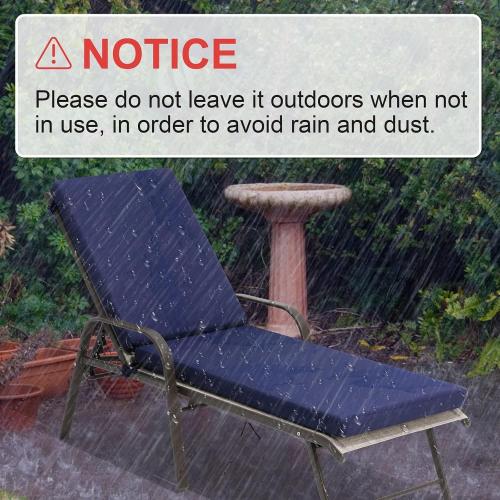 Crestlive Products Outdoor Chaise Lounge Cushions Set of 2, Water Resistant Fade Resistant Patio Furniture Lounge Chair Cushion,72 L x 21 W, Navy