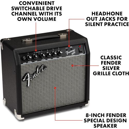 Fender Frontman 20G Guitar Amp, 20 Watts, with 2-Year Warranty 6 Inch Fender Special Design Speaker, 10x16x16 inches