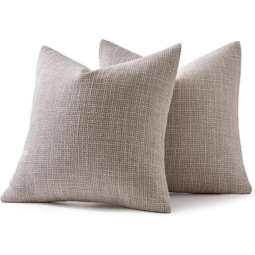 MIULEE Burlap Linen Throw Pillow Covers 18x18 Inch Set of 2 Khaki Decorative Pillows Modern Farmhouse Pillowcases Soft Accent Cushion Covers for Outdoor Couch Sofa Bedroom Livingroom Home Decor