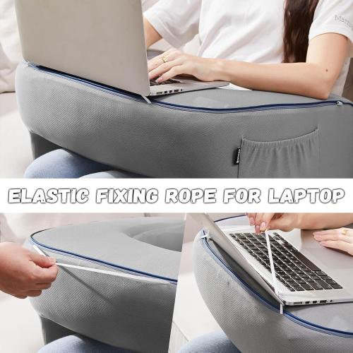 Lap Desk Pillow, Lap Pillow for Laptop, Memory Foam Bed Desk Pillow for Working, Gaming, Reading, Crocheting in Bed Couch(Grey)