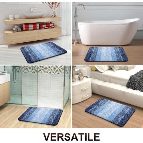 OLANLY Luxury Toilet Rugs U-Shaped 24x20, Extra Soft and Absorbent Microfiber Bathroom Rugs, Non-Slip Plush Shaggy Bath Mat, Machine Wash Dry, Contour Bathroom Mats for Toilet Base, Navy