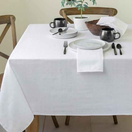 Benson Mills Cameron Textured Fabric Table Cloth, for Everyday Home Dining, Parties, Weddings & Holiday Tablecloths (60 x 140 Rectangular, White)