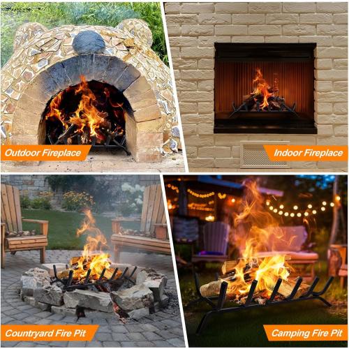 Size 21 Color Black Fireplace Grate,Fireplace Log Holder,21 inch Heavy Duty Solid Cast Iron FIrewood Log Burning Rack for Inside The Fireplace Accessories Outood Fire Pit Kindling Fireplace Tools