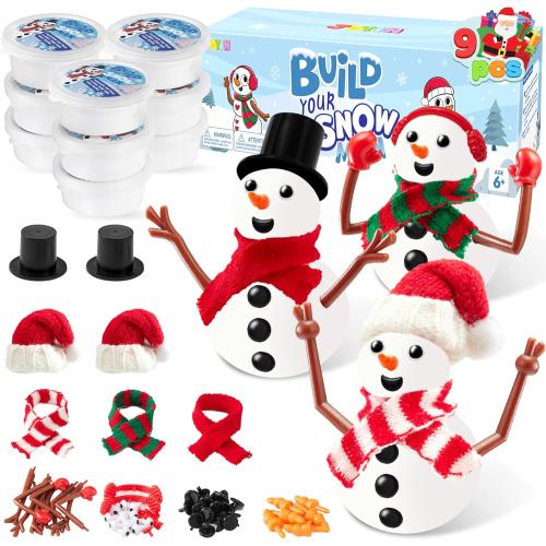 JOYIN Christmas Build a Snowman Craft Kit, 9 Pack Modeling Clay DIY Make a Snowman Kit for Christmas Arts and Craft Activities, Xmas Gift Stocking Stuffers for Kids, School Funny Toy Party Favor
