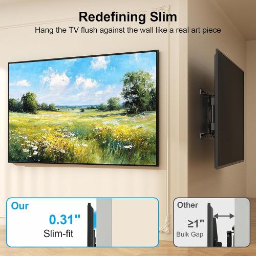 Supcline 0.31” Ultra Slim TV Wall Mount for 42-100 Inch TV Up to 176lbs