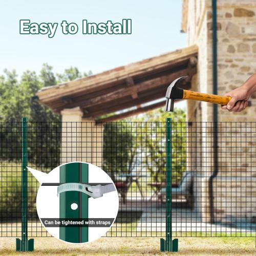 Fence Post 3 FT - 16 Packs, Metal Heavy Duty U Posts, Powder-Coated for Long-Lasting Use, Perfect for Holding Wire &Plastic Mesh, Corner Anchors, Green