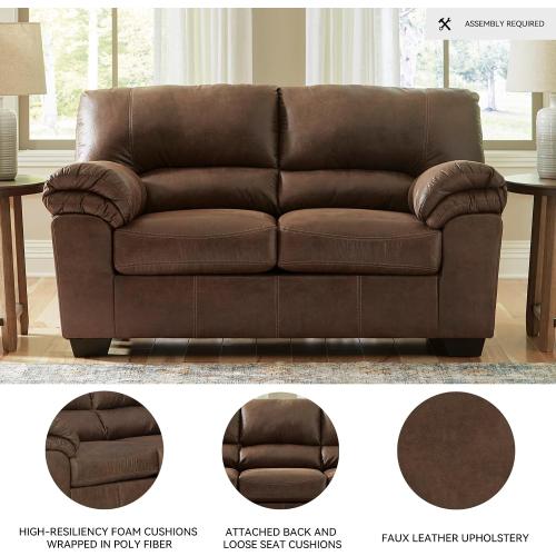 Size 69 x 36x 38 Signature Design by Ashley Bladen Faux Leather Loveseat, Brown