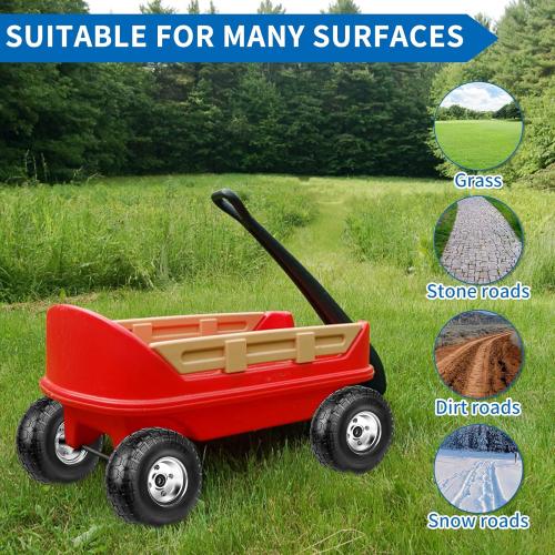 4.10/3.50-4 Tires and Wheels Flat Free 10 Inch Solid Tires Replacement with 5/8 Axle Bore Hole, 16 Spacers 8 Pins, for Cart, Garden Wagon, Wheelbarrow, Hand Truck, Trolley, Lawn Mower，4P