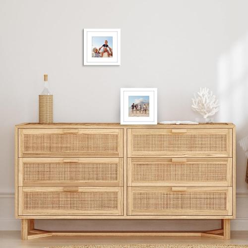 Americanflat 9x9 Picture Frame with Polished Plexiglass - Set of 2 - Use as 6x6 Frame with Mat or Display 9x9 Photo Without Mat - Galleria Collection - Square Frames for Tabletop and Wall - White