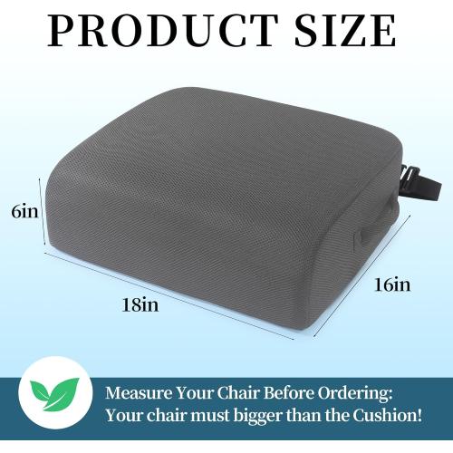Extra Thick Chair Cushions,Office Chair Booster Seat Cushion to Raise Seat Height for Pain Relief, Non Slip Memory Foam Thick Cushion with Carry Handle（Dark Grey）
