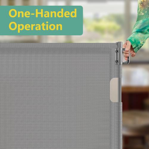 Upgraded 60 Wide Retractable Dog Gate with Reinforced Rods - Bottom Anti-Escape, 5 ft Retractable Baby Gates for Doorways Retractable Gates for Dogs Indoor/Outdoor Retractable Pet Gate, Gray