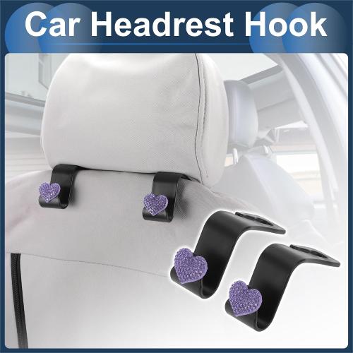 Car Seat Headrest Hook Interior Accessories for Most Car, SUV, Truck Car Seat Back Organizer Hooks Plastic Rhinestone Sturdy Purple 2.4x1.26