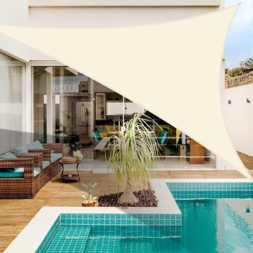 Color Beige Neween Shade Sail, Sun Shade Sail Triangle Waterproof for Patio Yard Deck Pergola Outdoor Sun Sail Shade 98% UV Block Sunshade Beige Color