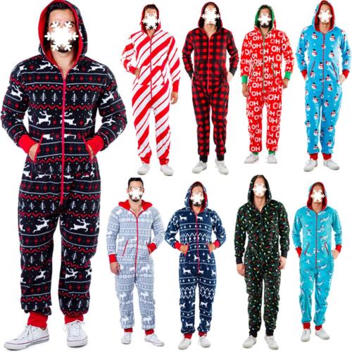 Size M Sipumia Men Hooded Fleece Pajamas Funny Graphic Loungewear 1-Piece Jumpsuit Sleepwear Homewear Romper