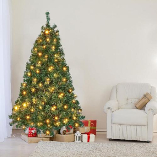 Lulu Home 6FT Christmas Tree, Artificial Christmas Tree with RC 300 LEDs Warm White & Multicolored String Lights(NOT Pre-Strung) for Indoor Outdoor Winter Decoration, 11 Lighting Modes with Timer