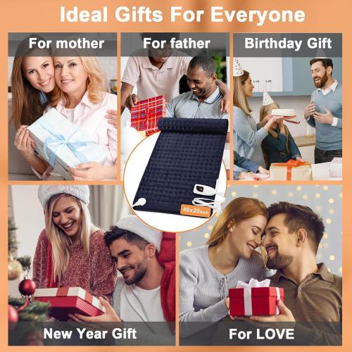 Deepsoon Heating Pad,Electric Heating Pads for Back,Neck,Moist Heating Pad for Abdomen Shoulder Knee Legs,Dry/Moist Heat&Auto Shut Off,Mother's Day Birthday for Men and Women,Navy Blue,40x20 Inch