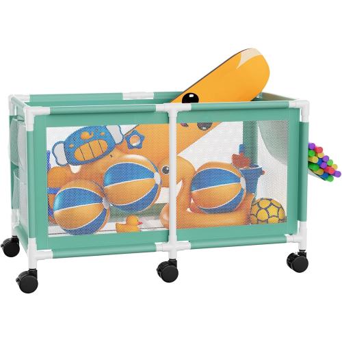 280 Gallon 69 Pool Storage Bin XXL Extra Large Swimming Pool Float Storage Bin, Pool Noodles Holder, Toys, Floats, Balls and Floats Equipment Mesh Rolling Bin for Garden Lawn, 69 Lx32 Wx35 H