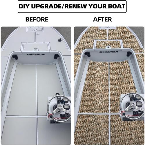 FOCEAN Boat Flooring EVA Foam Boat Decking Camo Self-Adhesive Marine Mats for Jon Boats,Bass Boat,RV,Kayak, 94.5 x 47.2/23.6/15.7‼️light dirt‼️
