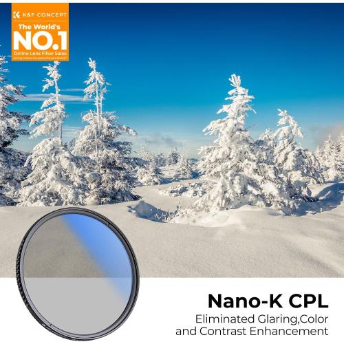 K&F CONCEPT 52mm Circular Polarizer Filter Ultra-Slim 18 Multi-Coated Optical Glass Circular Polarizing Filter for Camera Lenses with Cleaning Cloth (K Series)