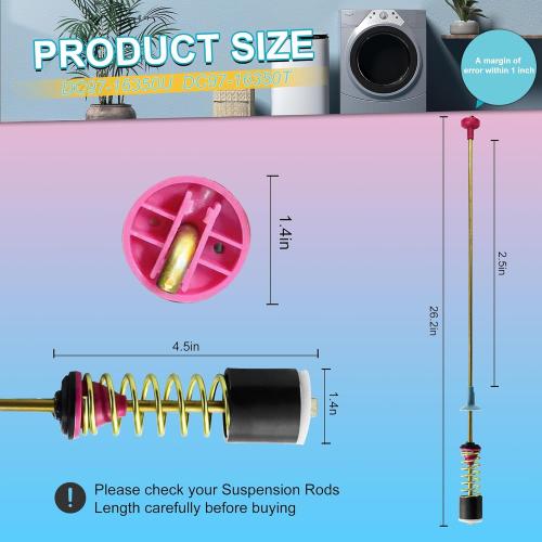 Upgraded DC97-16350U DC97-16350T Washer Suspension Rods for SAMSUNG WA50R5200AW/US, WA50R5400AV/US WA50R5400AW/US WA45T3200AW/A4 WA45H7000AW/A2 and WA45N3050AW/A4 Washing Machine（4pcs）